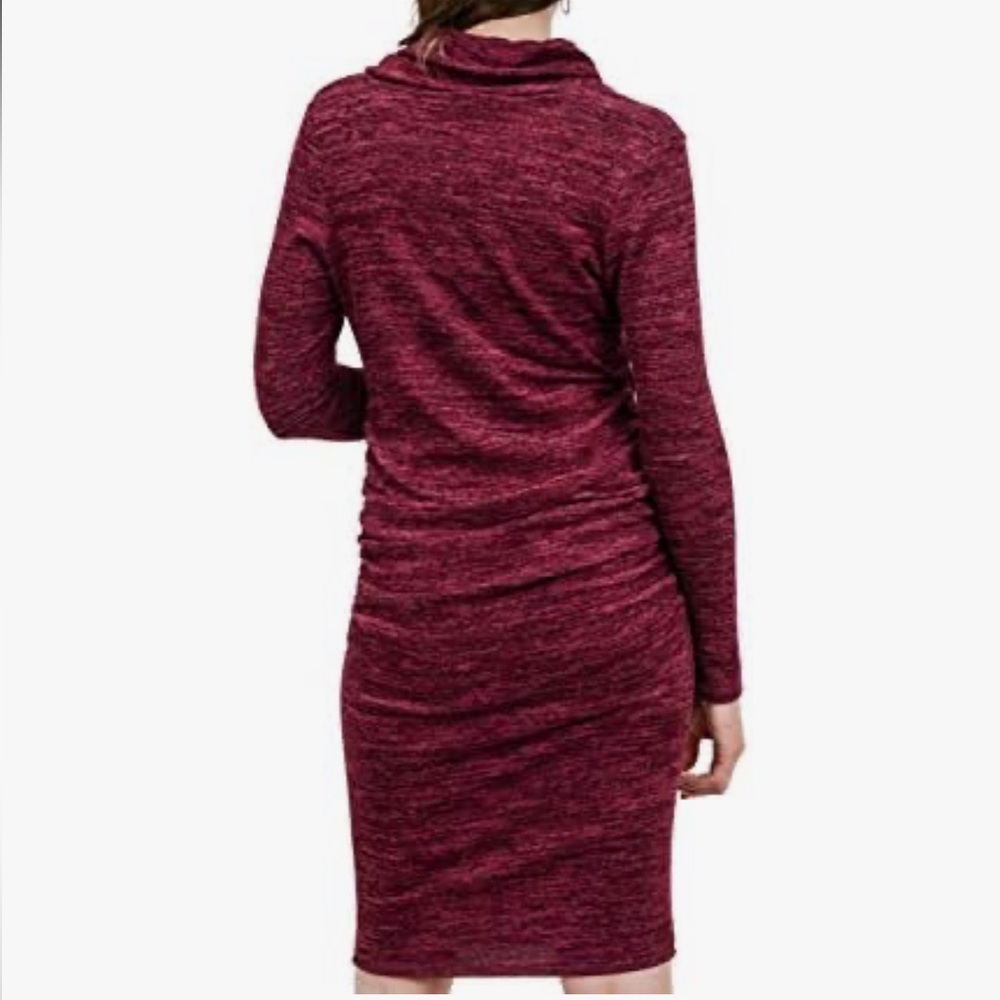HELLO MIZ Women's Sweater Knit Maternity Dress Cowl Neck Long Sleeve Burgundy L - Picture 4 of 12